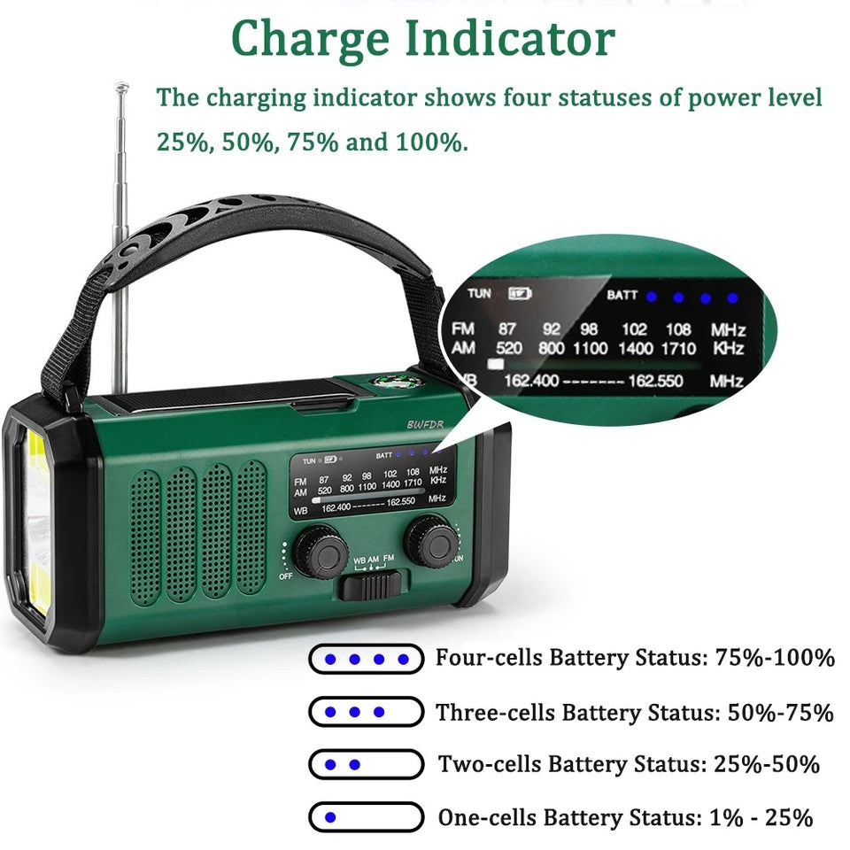 Hot 20000mAh AM/FM/NOAA Radio Solar Hand Crank Generator Radio Portable Radio de emergencia LED Flashlight SOS Alarm Power Bank