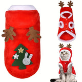 Dog Red Christmas Elk Costumes Winter Pets Hoodie Warm Sweatshirts with Pockets for Small Medium Dogs Puppy Cats Party Clothes