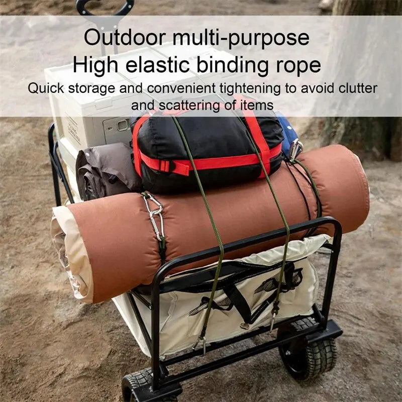 Outdoor Heavy Duty Bungee Cord Elastic Tie Strap String Carabiner Hooks Kayak Cycling Luggage Packing Ropes Camping Accessories