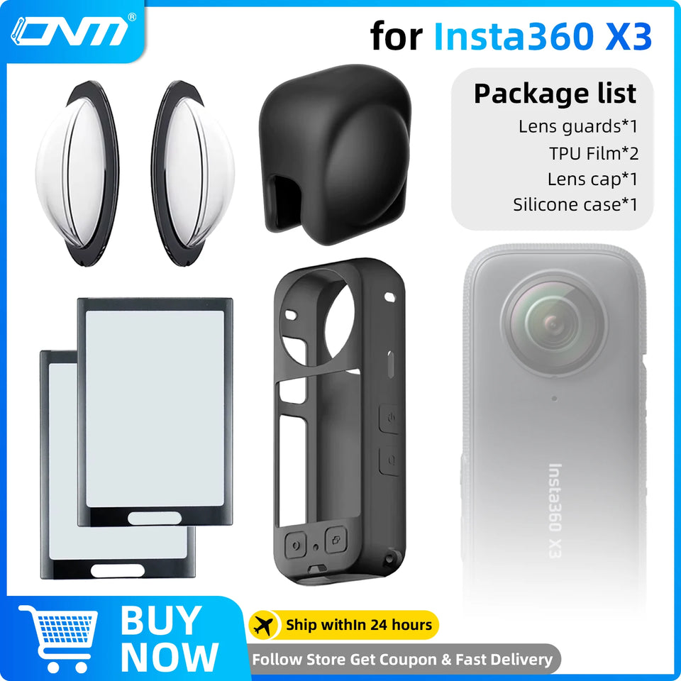 Accessories Set for Insta360 X3 X4 X5 Lens Guard Screen Protector Storage Bag Silicone Case Lens Cap Protective Frame Insta 360