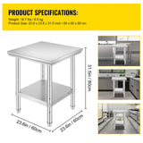 SucceBuy Stainless Steel Kitchen Work Bench Commercial Catering Table Worktable w/Undershelf 330LBS 286LBS for Restaurant Garage