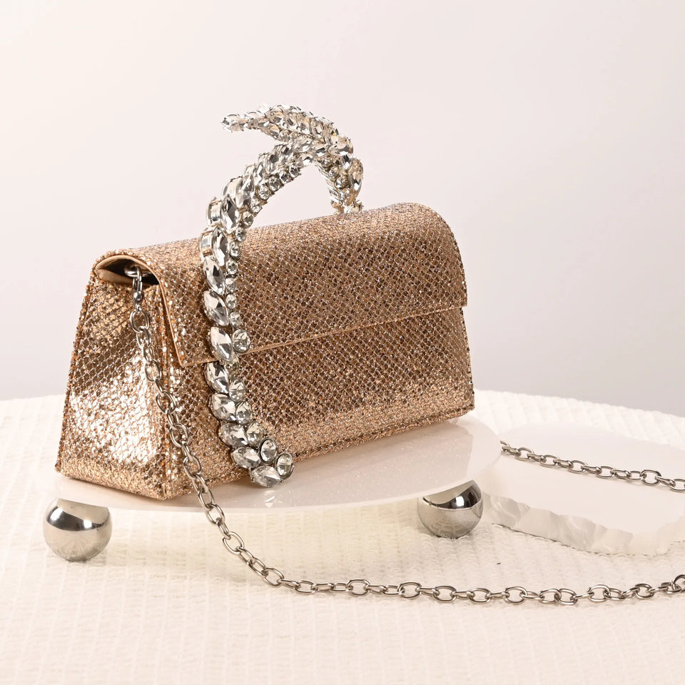 Luxury Diamond Evening Bag Clutch Satin Women Designer Handbags Crystal Silk Shoulder Crossbody Bags for Women Wedding Box Bag