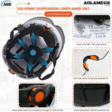 CE Safety Cap w/ 5.0 Bluetooth Earmuffs Reflective Stickers Double Goggles Construction Engineer Helmets ABS Industrial Hard Hat
