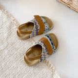 Summer Children Causal Sandals New Boho Toddler Beach Slippers for Girls Outdoor Daily Wear Non-slip Kids Retro Open-toe Sandals