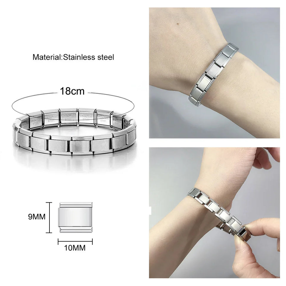 New Arrivals Blue Cute Small Animals Fit Women Men Stainless Steel Bracelet Italian Link 9mm Charm Jewelry DIY Making For Gifts