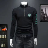 Spring Autumn Men's hoodie sweatshirt casual sports Pullover Waffle Zipper Polo Shirt Stand Collar coat sweatshirt