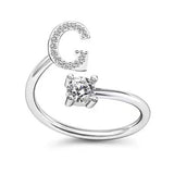 LATS Zircon Initial A-Z Letter Rings for Women Girl Adjustable Opening Ring Name Alphabet Female Wedding Fashion Jewelry Gift