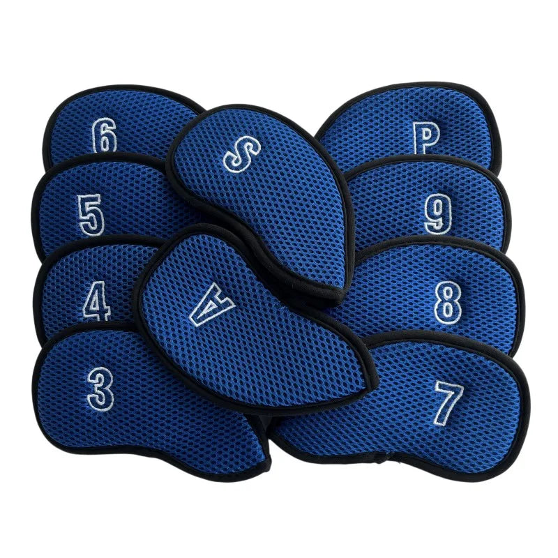 Golf Irons Head Covers 10pcs/set Two Sides Numbers Mesh Golf Iron Headcovers 5 Colours Golf Club Head Cover