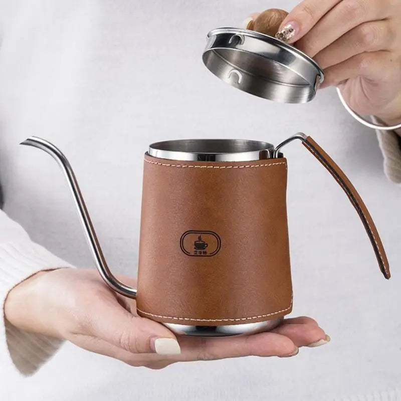 304 Stainless Steel Pour Coffee Kettle Practcial Brown Gooseneck Kettle For Smooth Pour Coffee Experience