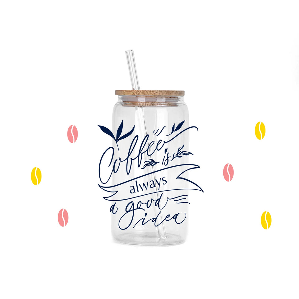 Coffee vibe Series easy peel waterproof DIY decoration decals 3D transfers uvdtf crystal sticker 16oz uv dtf cup wraps