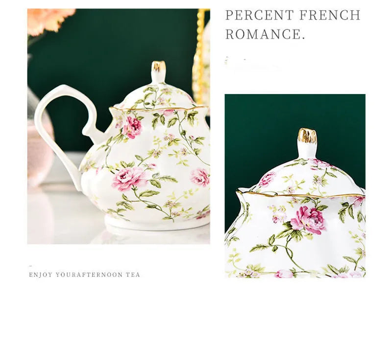 400ML European Bone China Teapot English Afternoon Tea Set Teapot High-Grade Porcelain Coffee Pot Heat Resistant Kettle Pot