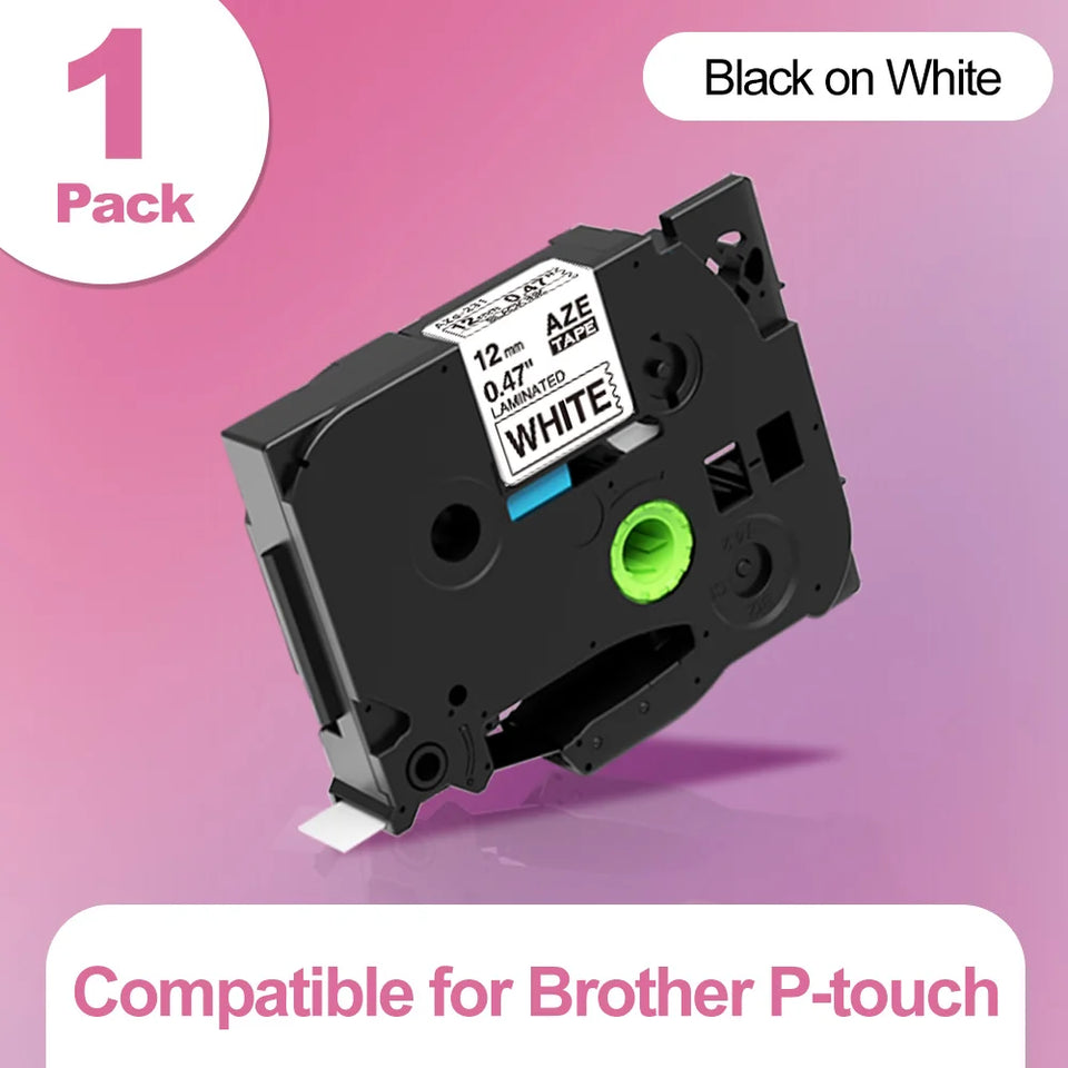 Markdomain 1PK 6mm/9mm/12mm 231 Label Tape Compatible for Brother P-Touch Label Maker for TZ TZE 131 231 431 531 631 731 Ribbon