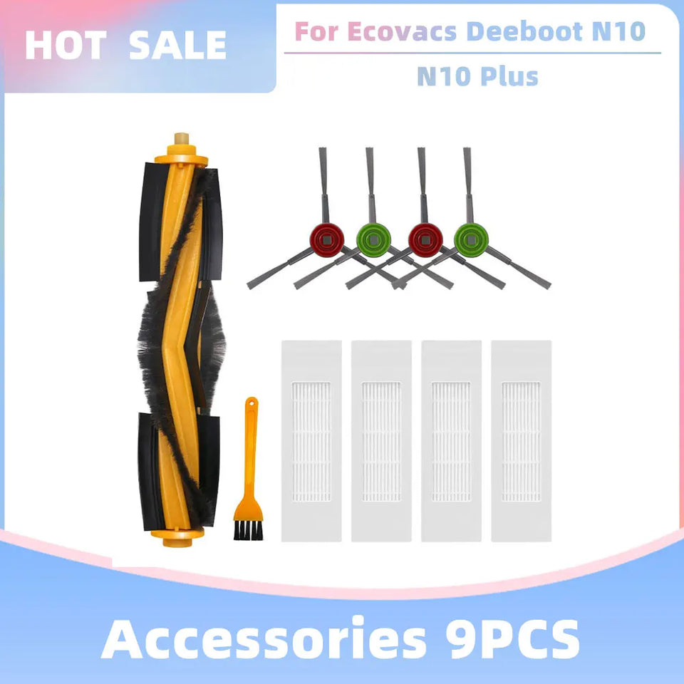 Compatible for Ecovacs Deeboot N10 / N10 Plus Replacement Accessories Parts Main Side Brush Hepa Filter Dust Bag Mop Cloth