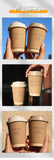 50pcs 330/400/500ml Disposable Paper Cups Brown Hot Stamping Milk Tea Cup with Lid Double-layer Hot Cold Drink Coffee Mug