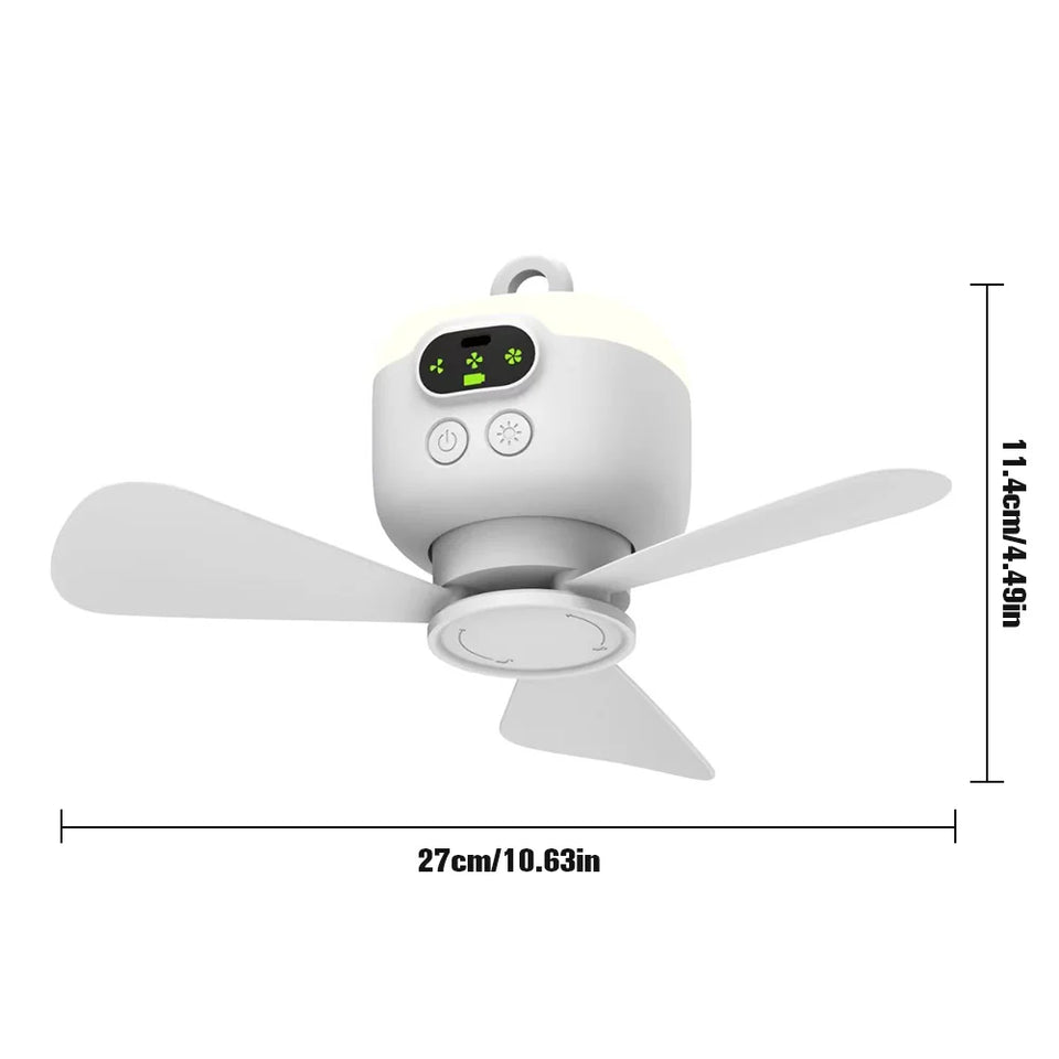 Portable Wireless Ceiling Fan Light Rechargeable Camping Fan with Remote Control Tent Fan for Outdoor Camping Dorm