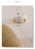 Yhpup Size 6789 New Arrivals White Enamel Heart Casting Ring Waterproof 18K Gold Color PVD Plated Stylish Chic Jewelry