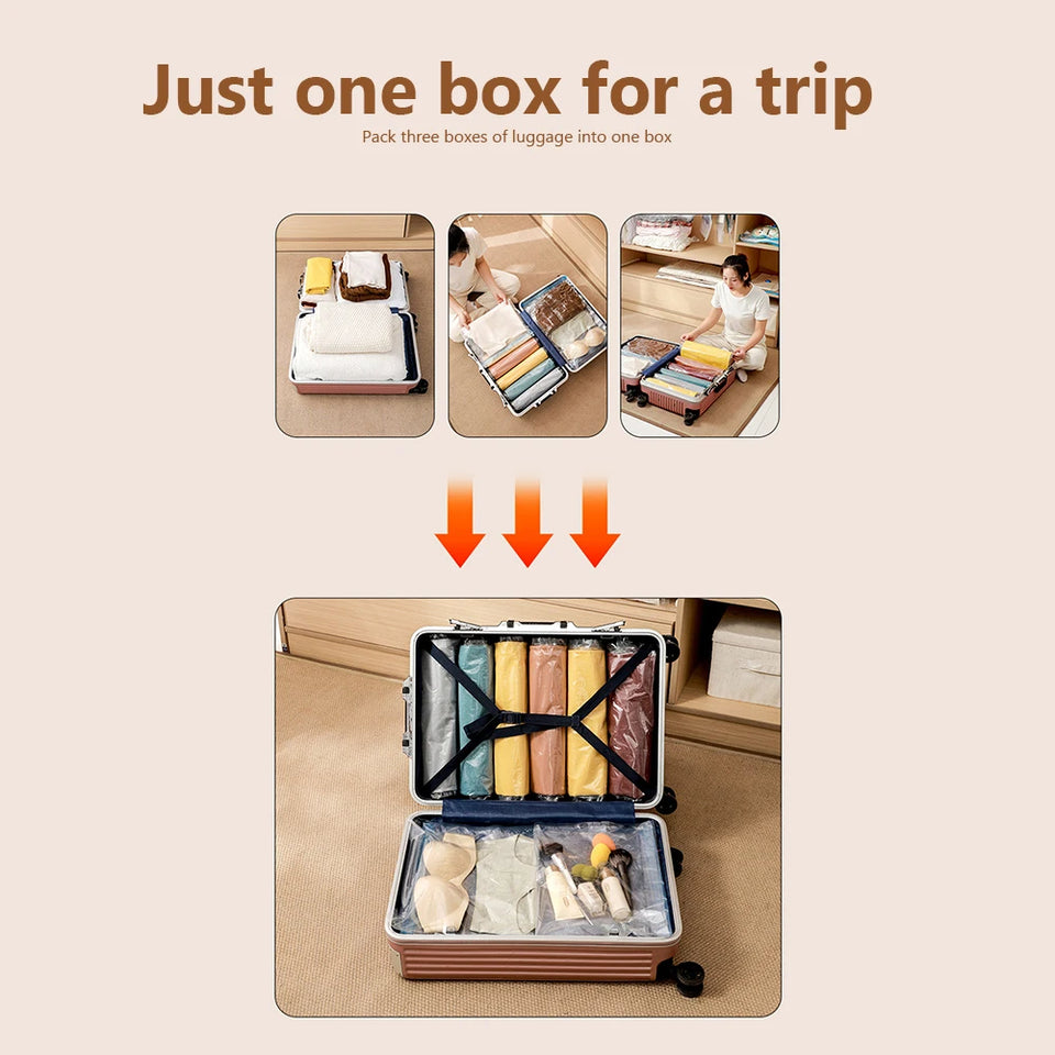 Folding Compressed Organizer Reusable Vacuum Storage Bags Dustproof Space Saving Hand Pump Blankets Clothes Pillows Organizer
