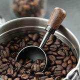 1pc New 304 Stainless Steel Measuring Spoon Coffee Bean Spoon 30ml Walnut Handle Coffee Powder Spoon Baking Spoon