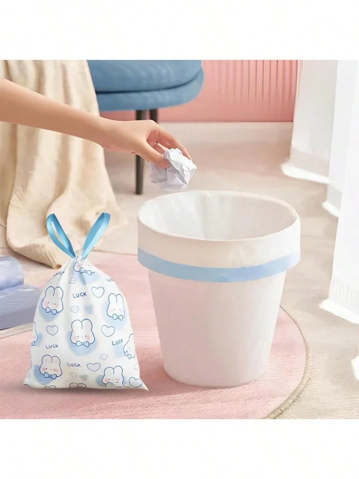 100PCS Cartoon Drawstring Trash Bags, 19.7x17.7in Thickened Unscented Liners for Kitchen, Bathroom, Office