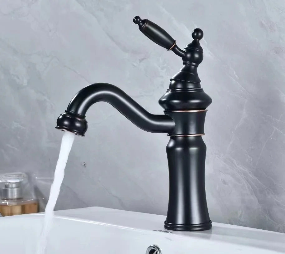 Chrome Basin Faucet Brass Black 360° rotatable basin faucet European-style Hot and Cold mixing faucet Brushed