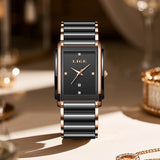 LIGE Fashion Elegant Watch for Women Japanese Movement Ceramics Strap Luxury Ladies Bracelet Quartz Watches Gifts Reloj Mujer