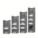 Hanging Closet Organizer and Storage, Foldable 6-Shelf Closet Hanging Storage Shelves with 2 Hooks for Shoe Cap Clothes Pants