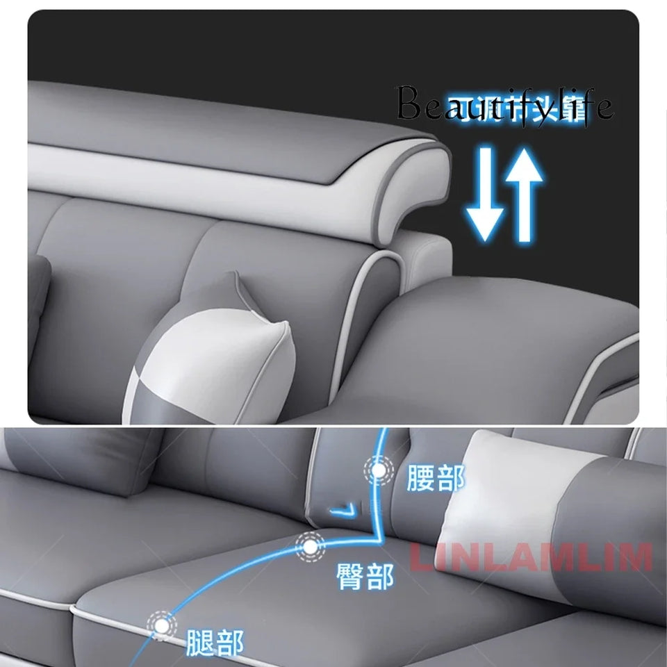 MANBAS Modern Scientific Cloth Sectional Sofa Set with Chaise Lounge, Bluetooth Speakers, and USB Charging Ports for Living Room