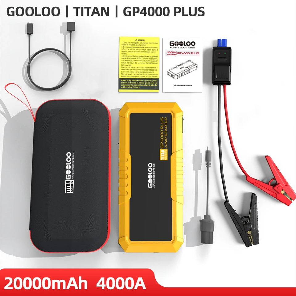 GOOLOO 4000A Start Power Bank 20000mAh Jump Starter Car Booster External Battery 12V Starting Device for Petrol Diesel Powerbank
