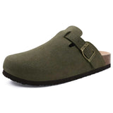 Gacimy Women Fashion Thick Sole Leather Clogs Slippers Classic Women's Mules Cork Clogs Slipper Outdoor Deep Heels Shoes Sandal