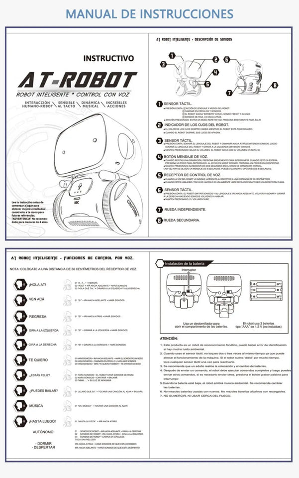 Toy Robot Intelligent Robots Russian & English & Spanish Version Voice & Touch control Toys Interactive Educational RC Robot