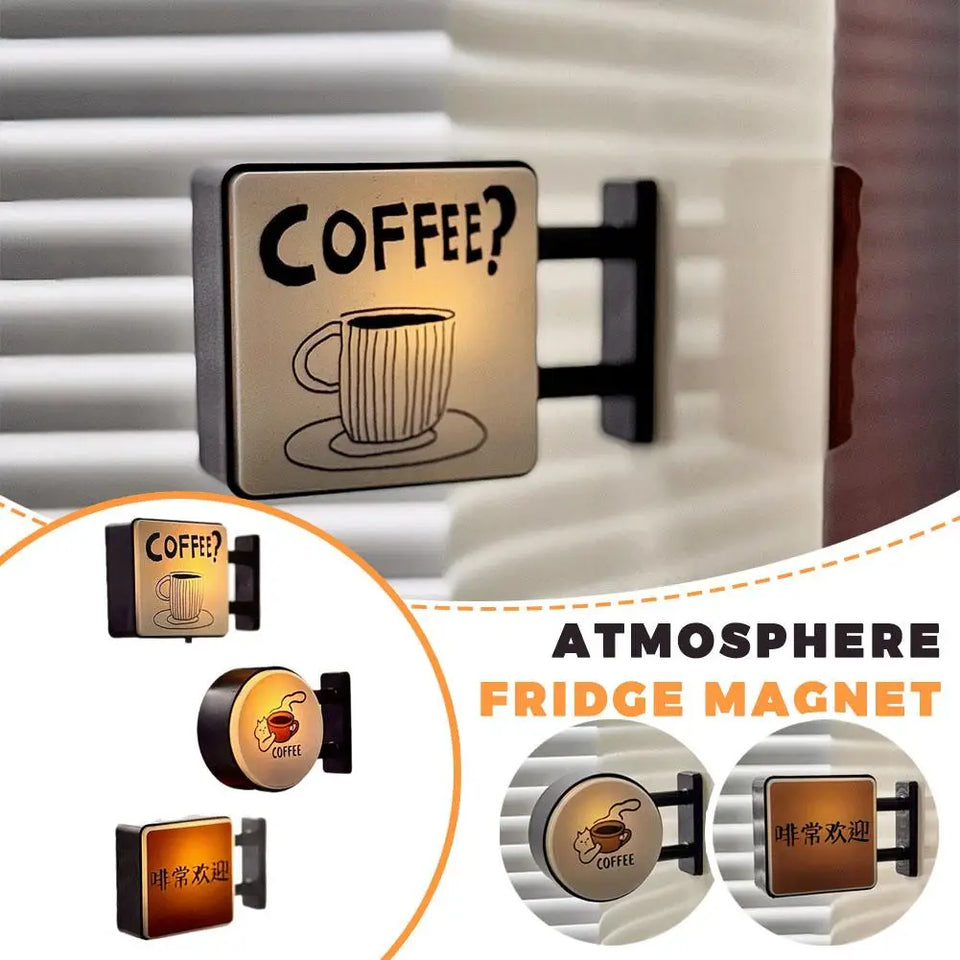 Coffee Corner Creative Atmosphere Light Sign Creative Magnetic Fridge Stickers Convenience Store Coffee Shop Glowing Decoration