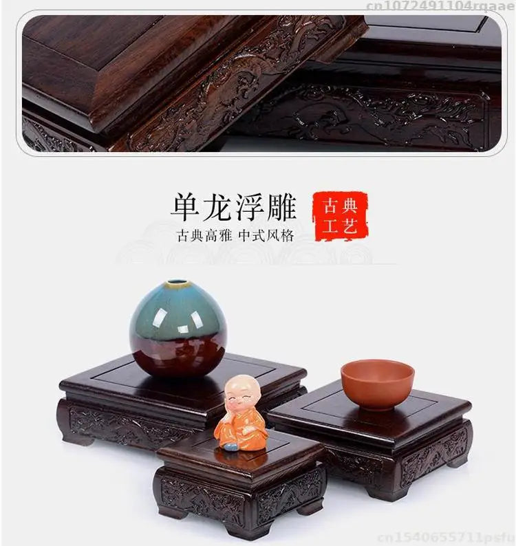 Premium Wooden Pedestal Display Shelf - Ideal for Bonsai Plants, Mini Flower Pots, Coffee/Tea Sets & Figurines | Standing Base