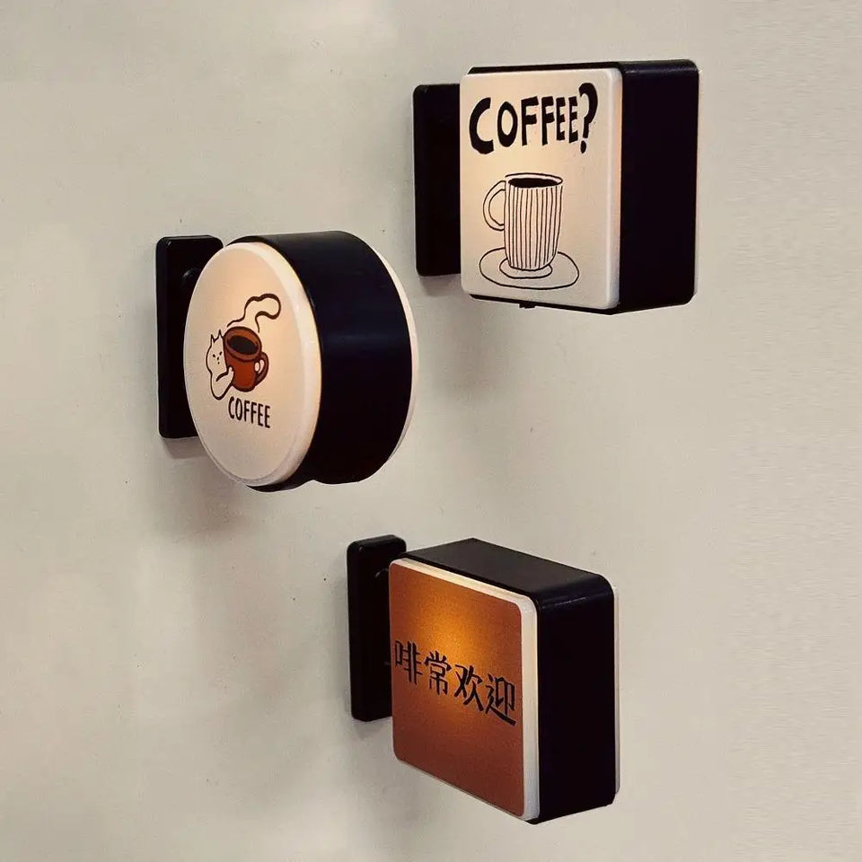Coffee Corner Creative Atmosphere Light Sign Creative Magnetic Fridge Stickers Convenience Store Coffee Shop Glowing Decoration