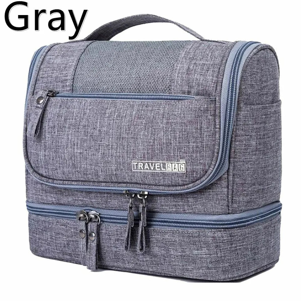 Foldable Toiletry Washbag with Hanging Hook Waterproof Women Bathroom Cosmetic Storage Bag Large Capacity Travel Men Makeup Case