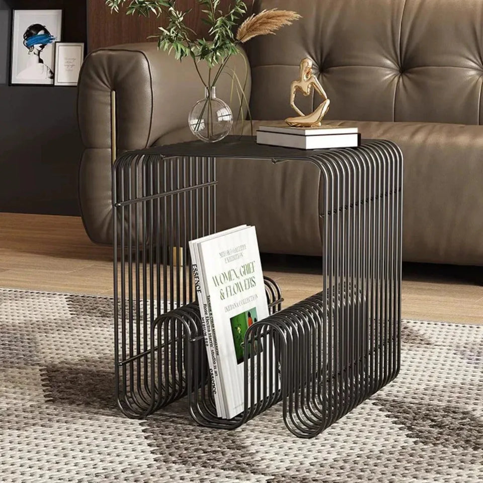 Sleek Modern Metal Shelf - Multi-Functional Wall & Floor Organizer for Coffee Tables, Sofas, and Bedside Storage