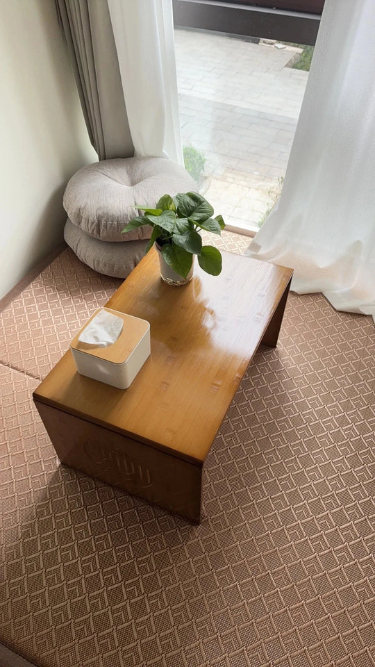 Japanese Style Pure Bamboo Foldable Coffee Table Real Wood Tatami Low Sitting Floor Mat Small Tea Table Window Seat Table