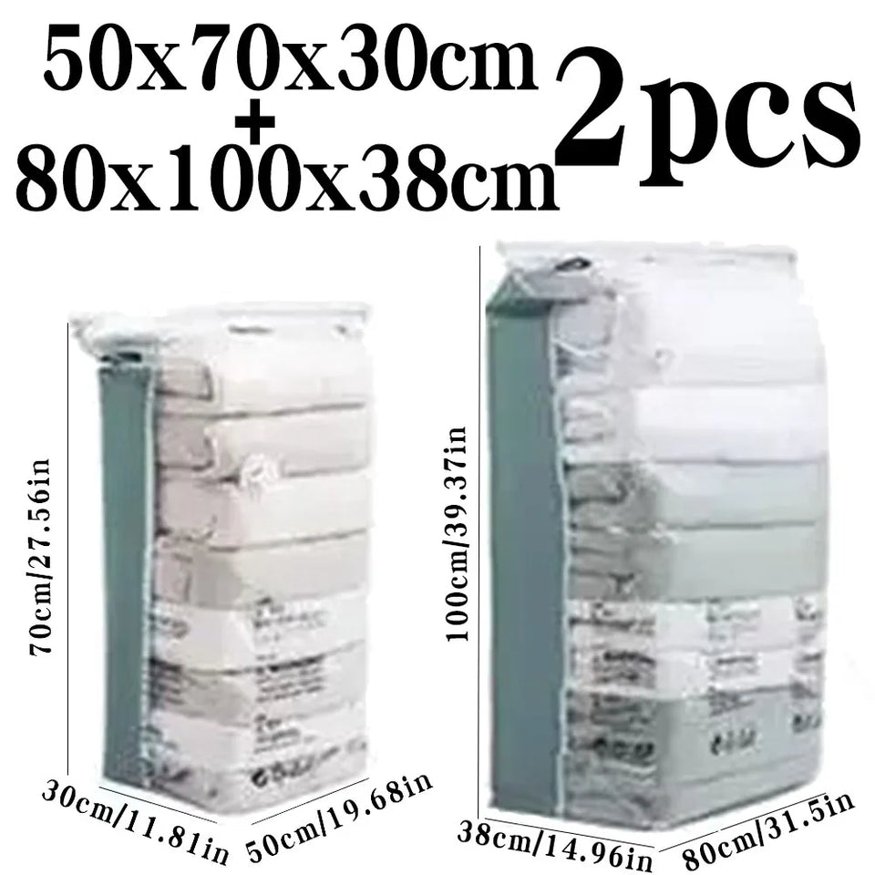 No Need Pump Vacuum Large Plastic Storage Bags Storing Clothes Blankets Reusable Compression Empty Bag Travel Accessories