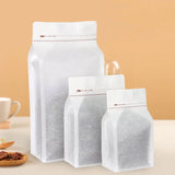 StoBag 50pcs White Cotton Paper Coffee Beans Packaging Bag with/No Valve Sealed for Powder Nuts Storage Stand Up Reusable Pouch