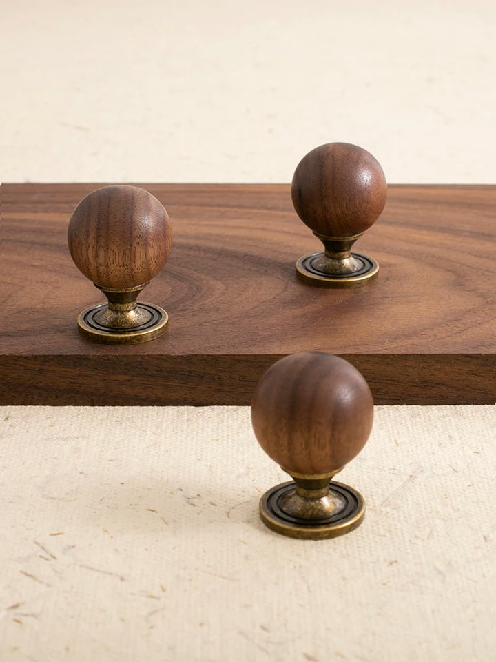 The Furniture Is Made Of Antique Walnut Wood With Solid Brass Small Handles Wardrobe Handles Kitchen Drawers Single-Hole Knobs