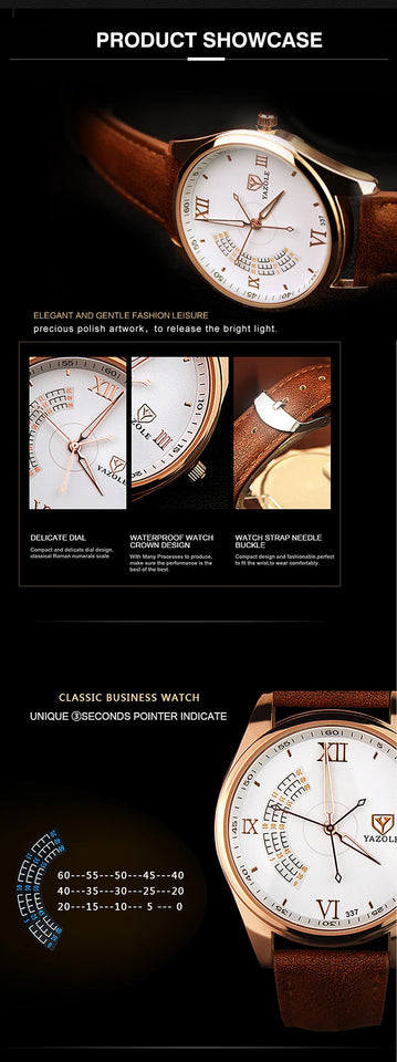 New Business Men's Wristwatch Clock Fashion Casual Leather Sport Man Watch Top Brand Luxury Quartz Watches for Men montre homme