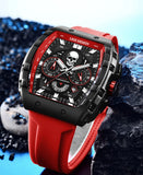 LIGE Brand Mens Watch Skeleton Skull Dial Sports Military Watches Men Fashion Luxury Waterproof Quartz Watch Chronograph Relogio