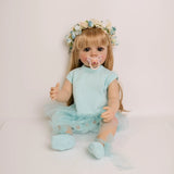 NPK 55CM Lifelike Soft Silicone Vinyl Reborn Toddler Doll Blond Hair Girl Betty Princess Full Body Doll Christmas Gift for Girls