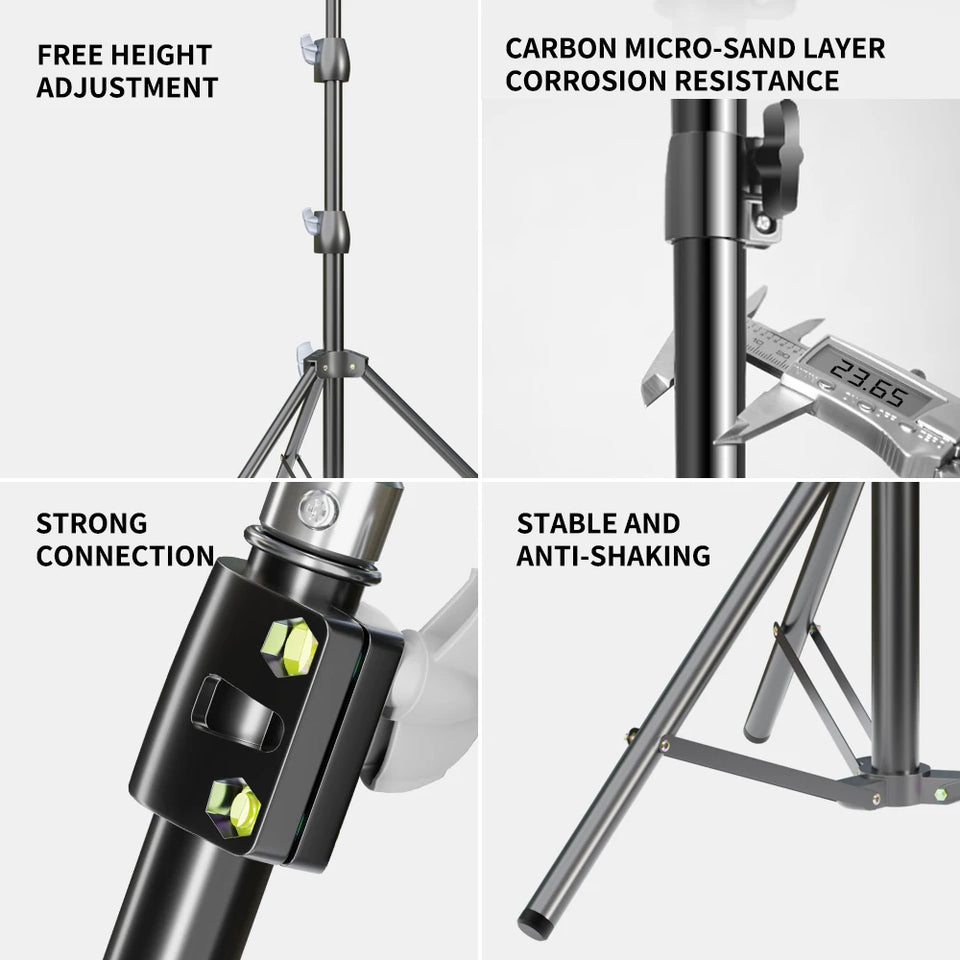 200/170/150/55cm Selfie Tripods Aluminum Light Stand For Phone Stand Mount Digital Camera Tripod With Clip Bluetooth Controller