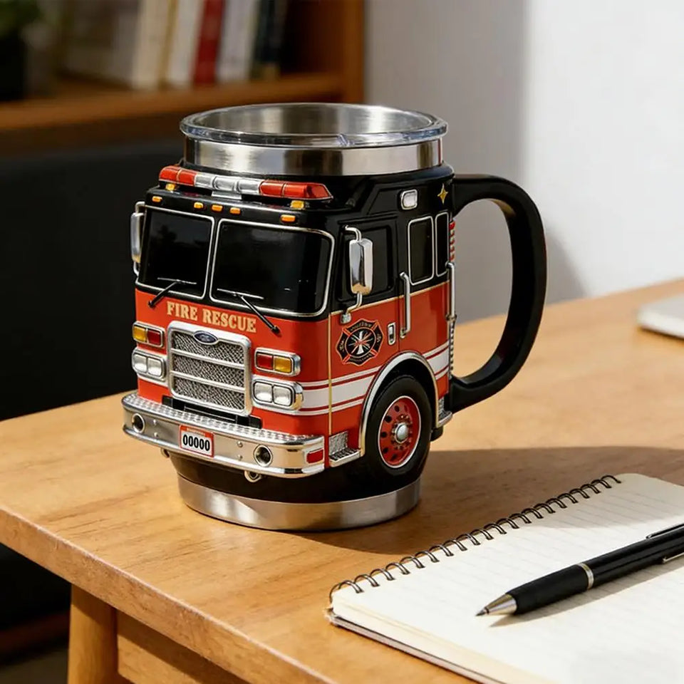 Fire Truck Model Stainless Steel Coffee Mug Rare Car Style Beer Milk Water Cup Home Party Table Decoration New Year Gifts