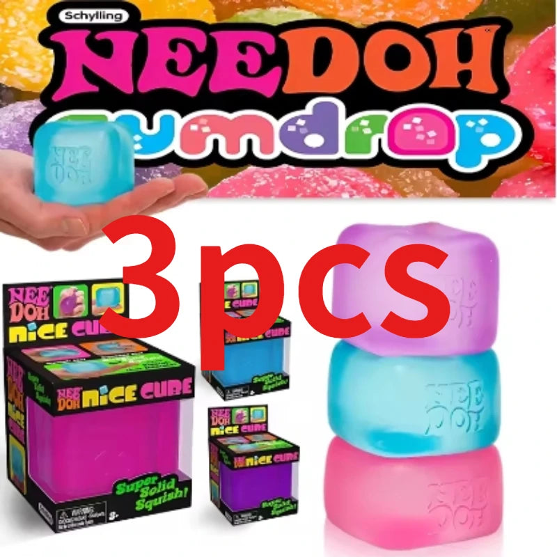 Schylling NeeDoh Nice Cube Sensory Squeeze Toy with Super Solid Squish Stress Relief Anxiety Sensory Toy 2.25" Cube Party Gifts