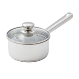 Oven Safe Stainless Steel Saucepan with Straining Lid 1qt Dishwasher Safe Induction Compatible Heat Resistant Glass Lid Durable