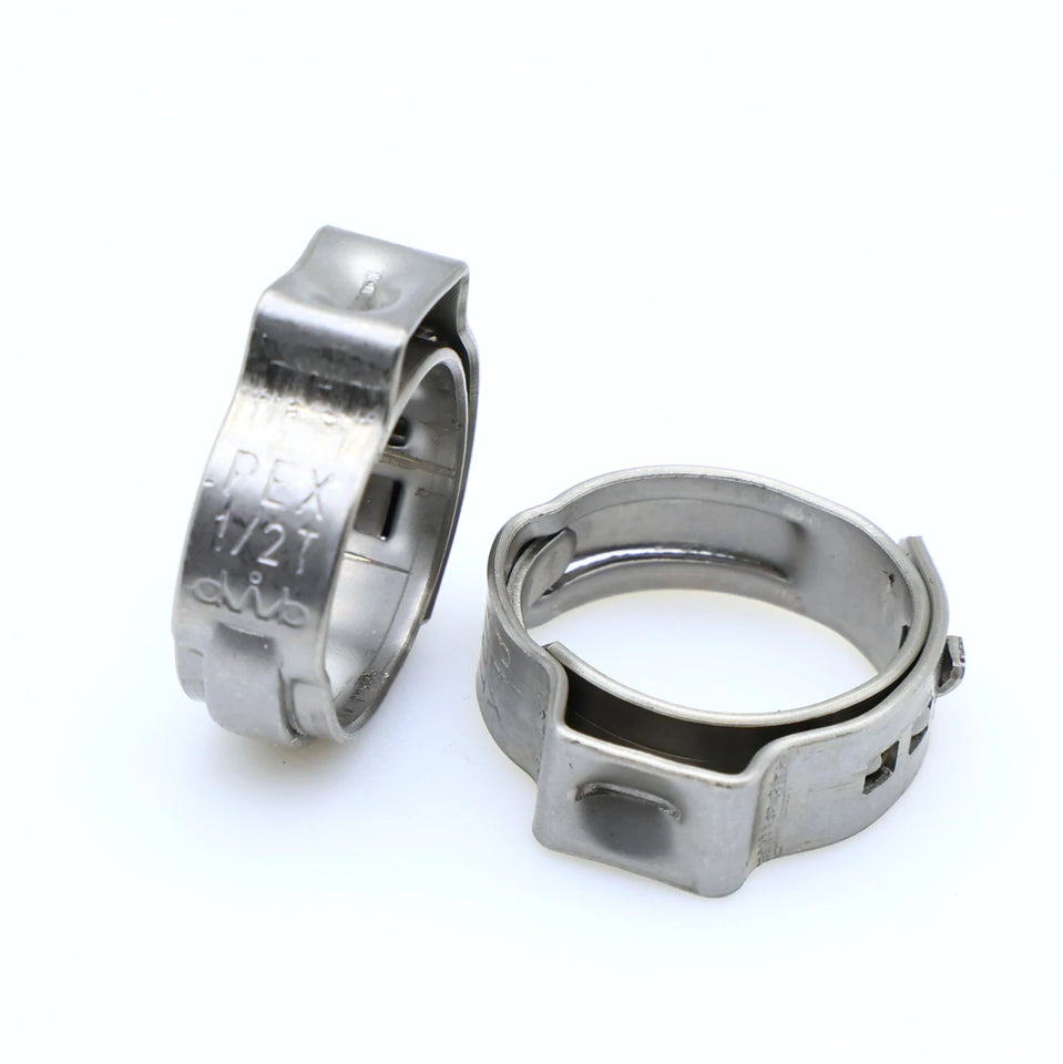 KING SMART  1/2" PEX Stainless Steel Clamp Rings; Suitable for PEX B/C Pipe, PERT Pipe NSF Certified; 100 Pcs; 80380