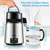 SucceBuy 4L Water Distiller Purifier Filter 1 L/H Distilling Speed Dispenser Drinking Bottle Softener Touch Screen Home Use