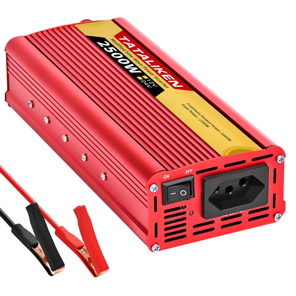 2000W Car Power Inverter 12V DC to 110V/220V 60HZAC Converter with Dual USB Quick Car Charger Adapter(Red)