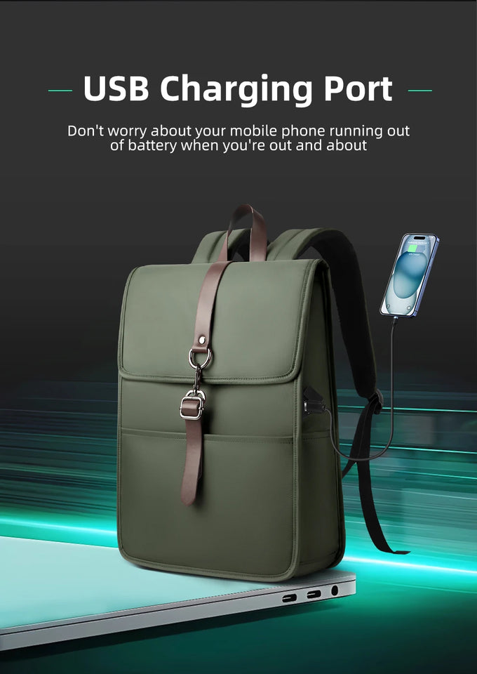 HK Men's Fashion 15.6" Laptop Backpack Waterproof Work Backpacks Teenage Student Charging Travel Shoulder Bag Women's Backpack